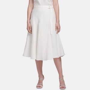 DKNY Belted Midi Skirt